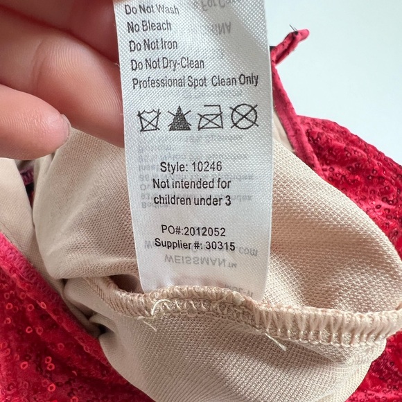 Weissman Red Dance Costume Streak Lace Unitard Style ‘Now That I Know’ Adult S - Picture 7 of 10